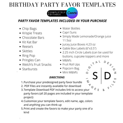 Come On Afro Barbie Birthday Party Favor Templates