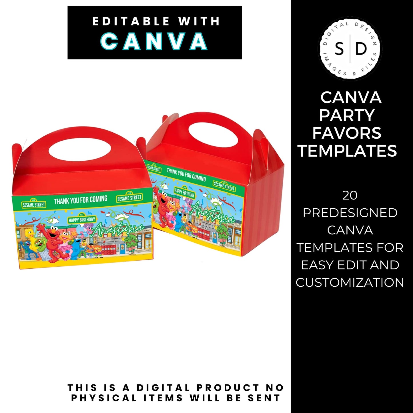 Sesame Street Birthday Party Favors Templates Bundle