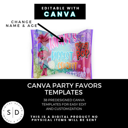 Trolls Craziest Party Favor Templates Bundle