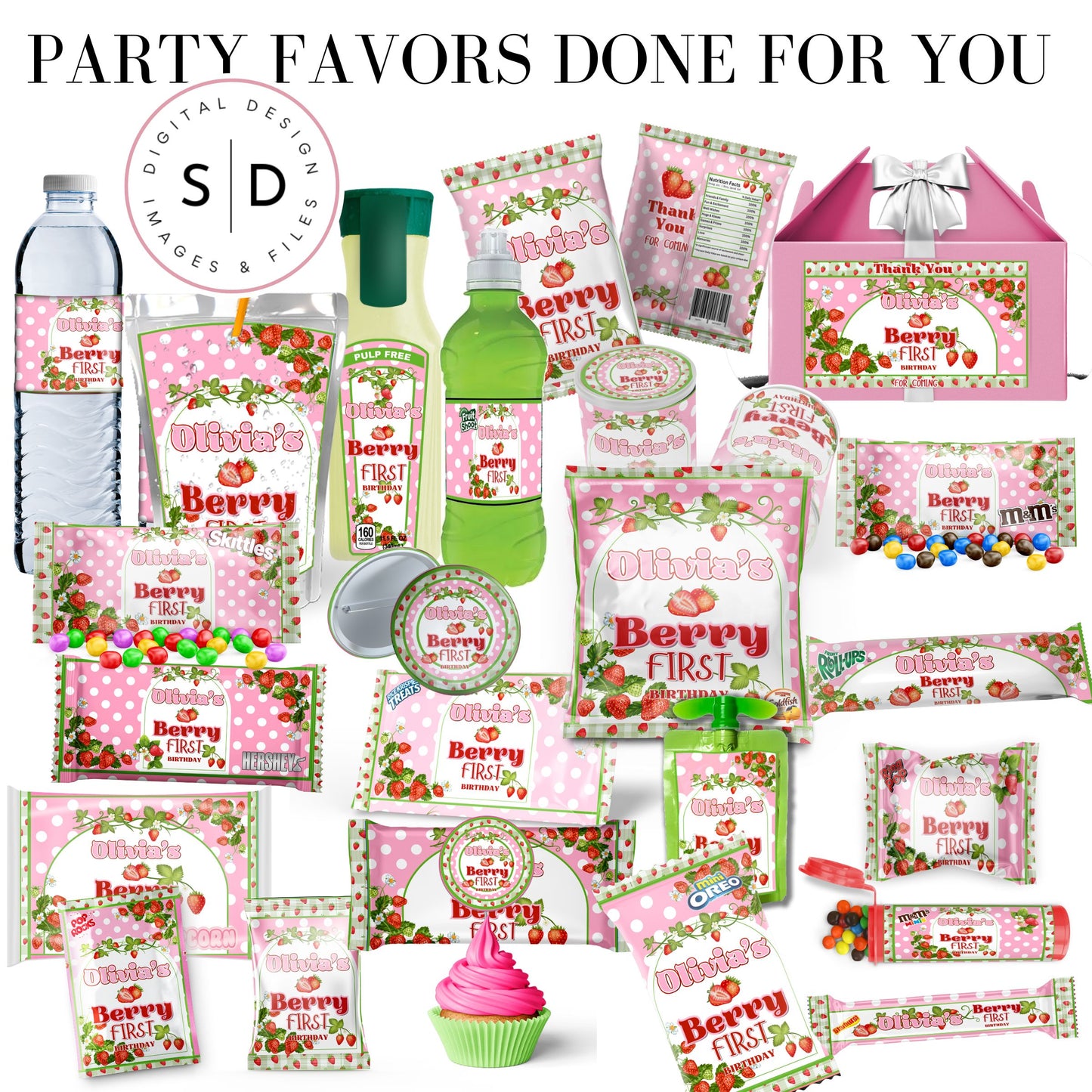 Berry First Strawberry Birthday Party Favors DFY