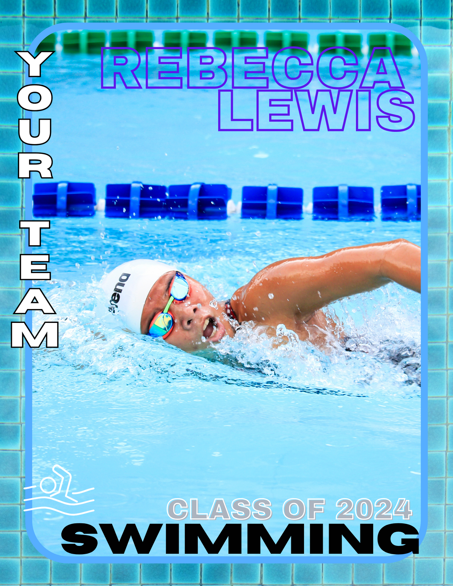 Swimmer Trading Card Templates Bundle