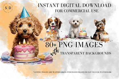 Birthday Puppies Clip Art Bundle (80+ Images)