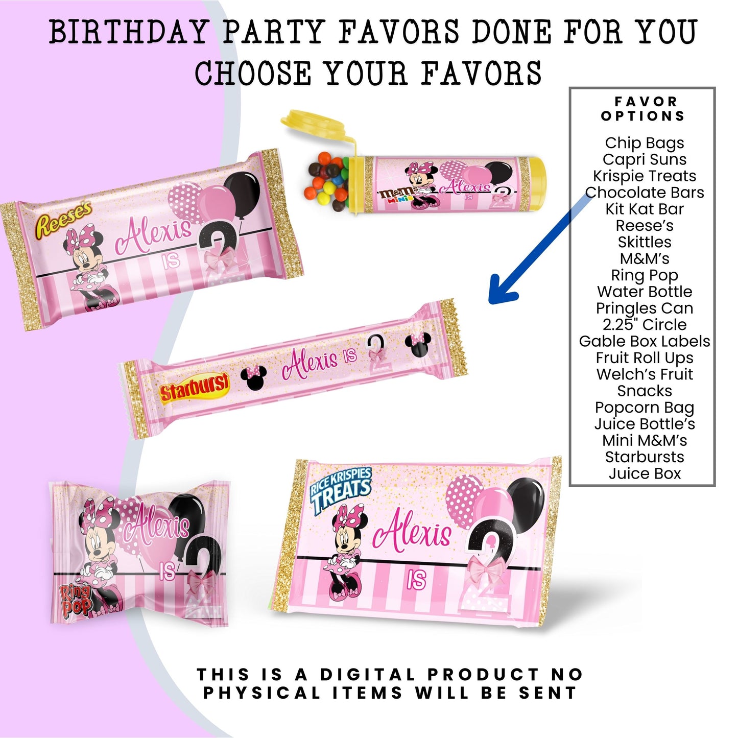 Pink Mouse Birthday Party Favors DFY