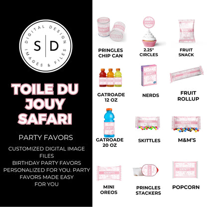 Toile du Jouy Safari Party Printable Favor Designs DFY