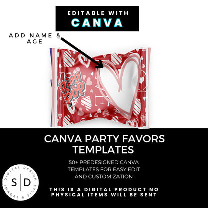 Hearts Valentines Party Favors Templates Bundle