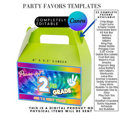 End of School Year Tie Dye Treat Wrapper Canva Templates Bundle