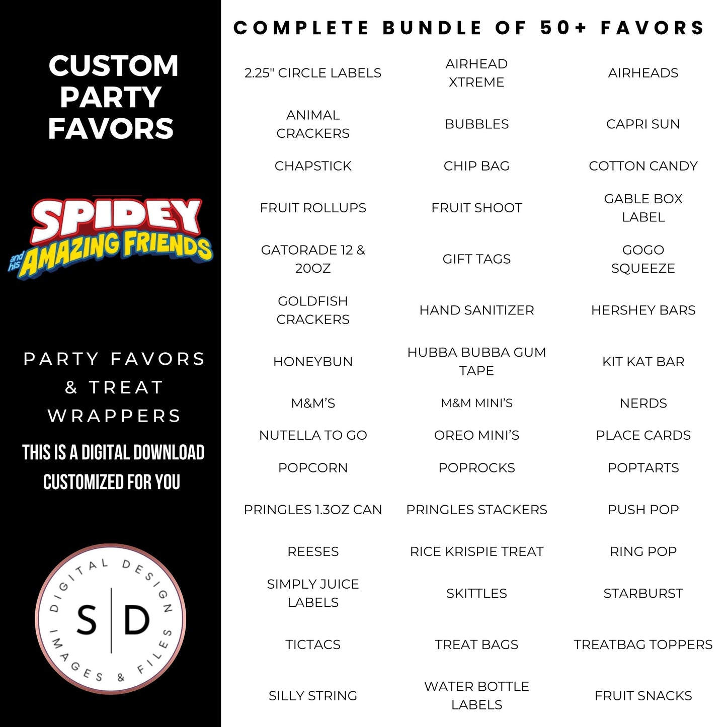 Spidey & Friends Birthday Party Favors DFY