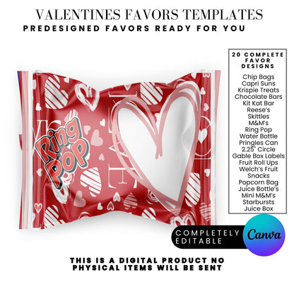 Hearts Valentines Party Favors Templates Bundle