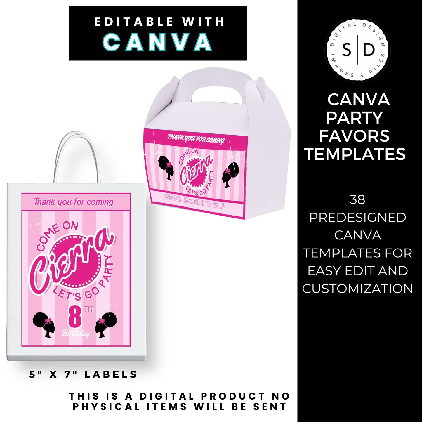 Come On Afro Barbie Birthday Party Favor Templates