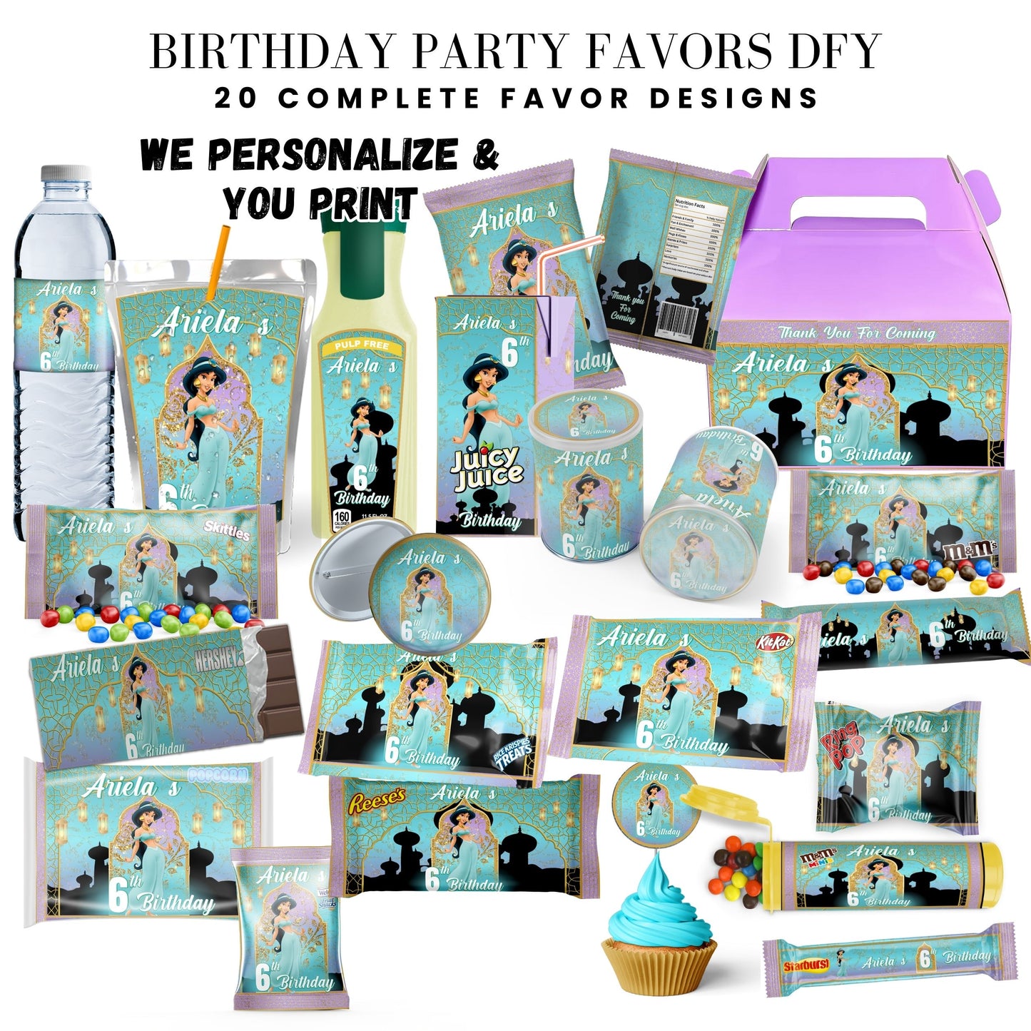 Princess Jasmine Birthday Party Favors DFY