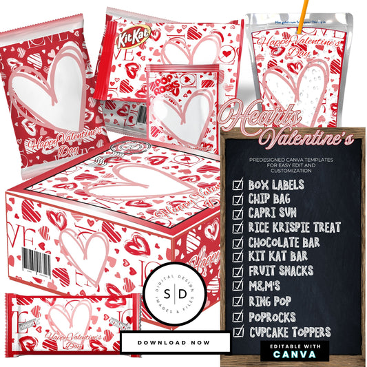 💌 Valentine’s Day Gift Box & Party Favor Canva Templates 💕