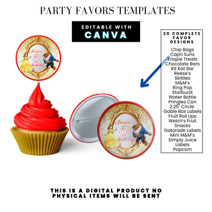 Be Our Guest Belle Party Favor Templates Bundle