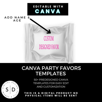 Canva Template Party Favors Bundle - Create Your Unique Event Favors!