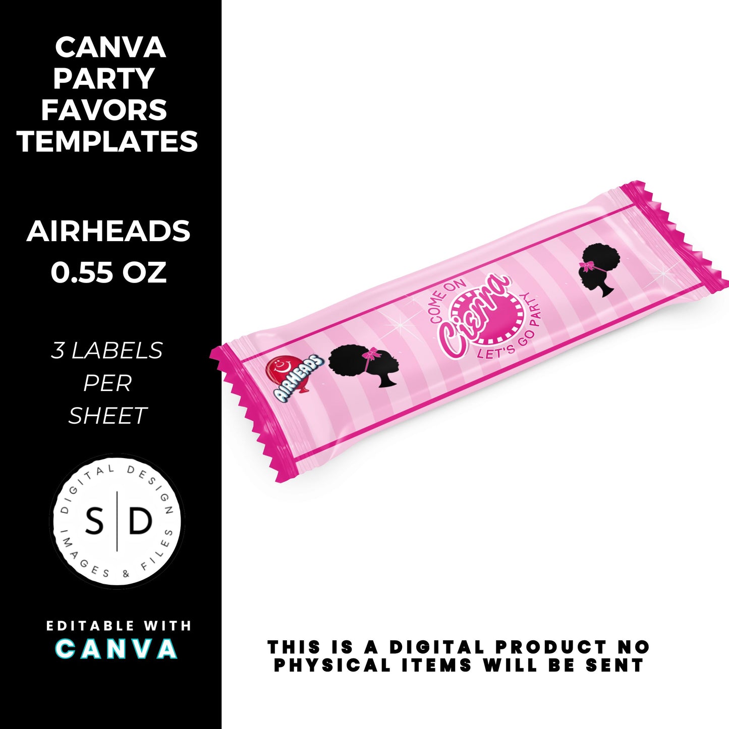 Come On Afro Barbie Birthday Party Favor Templates