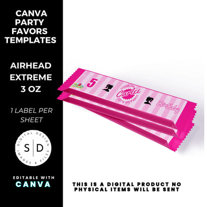 Come On Barbie Birthday Party Favor Templates