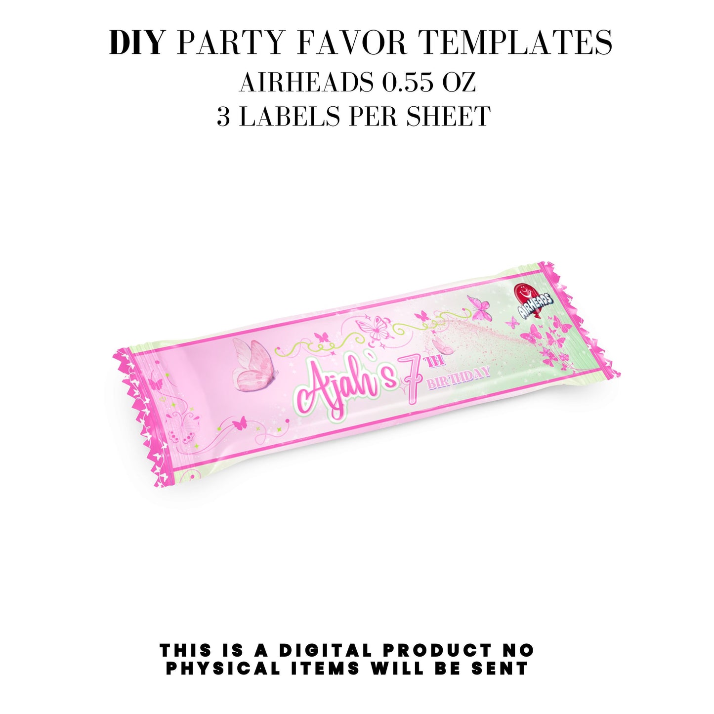 Butterfly Sparkle Pink Birthday Party Favors DFY