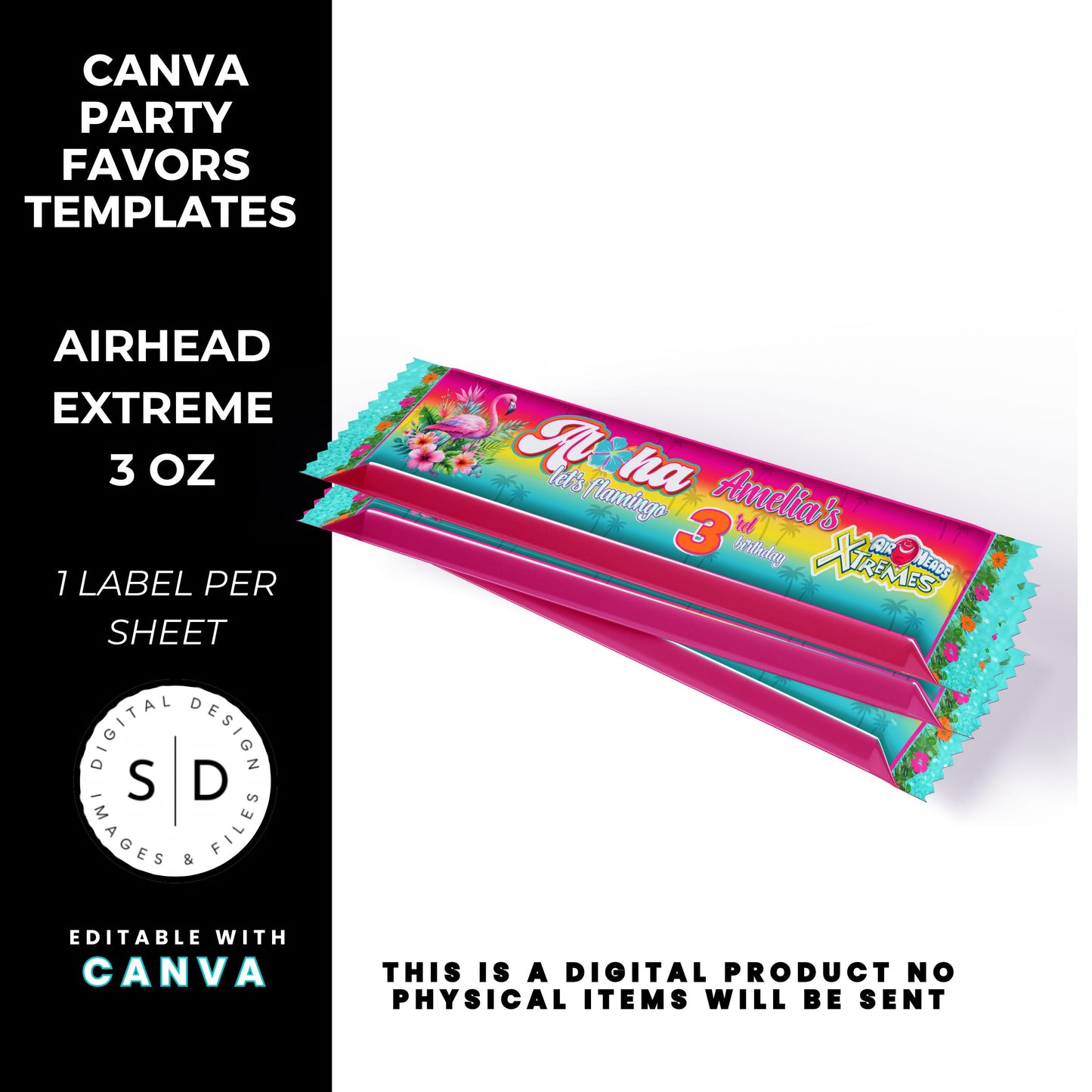 Aloha Let's Flamingo Birthday Party Favor Templates Bundle