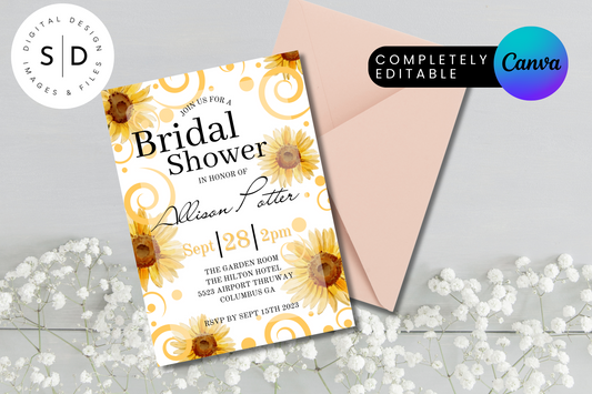 Sunflower Bridal Shower Invitation,