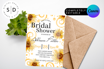 Sunflower Bridal Shower Invitation,