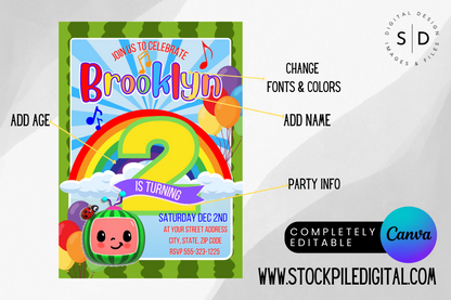 Rainbow Melon Birthday Invitation