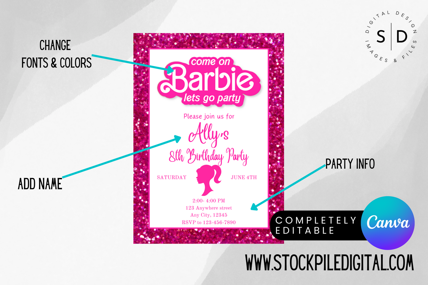 Come On Barbie Let's Go Party Invitation