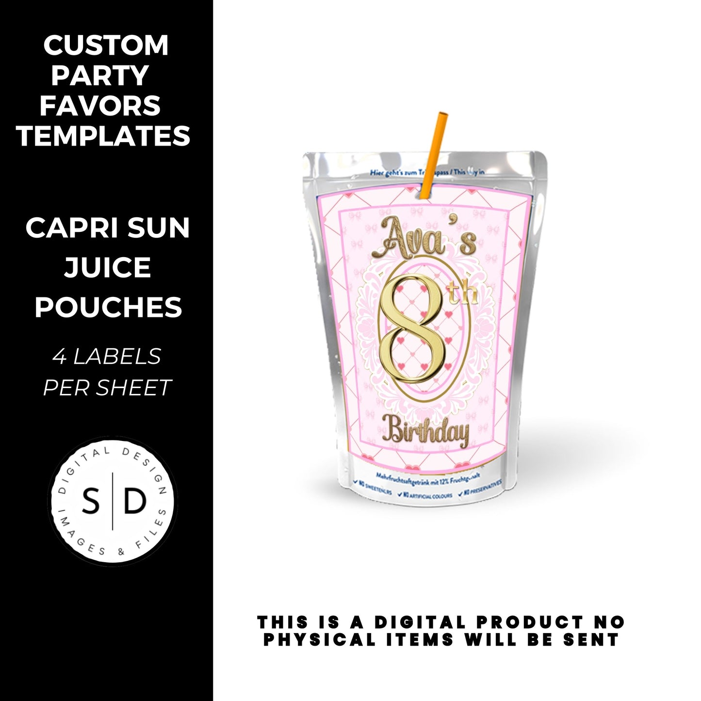 Pink Bow Party Printable Favor Designs DFY