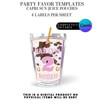 Pink Rodeo Birthday Party Favor Templates Bundle