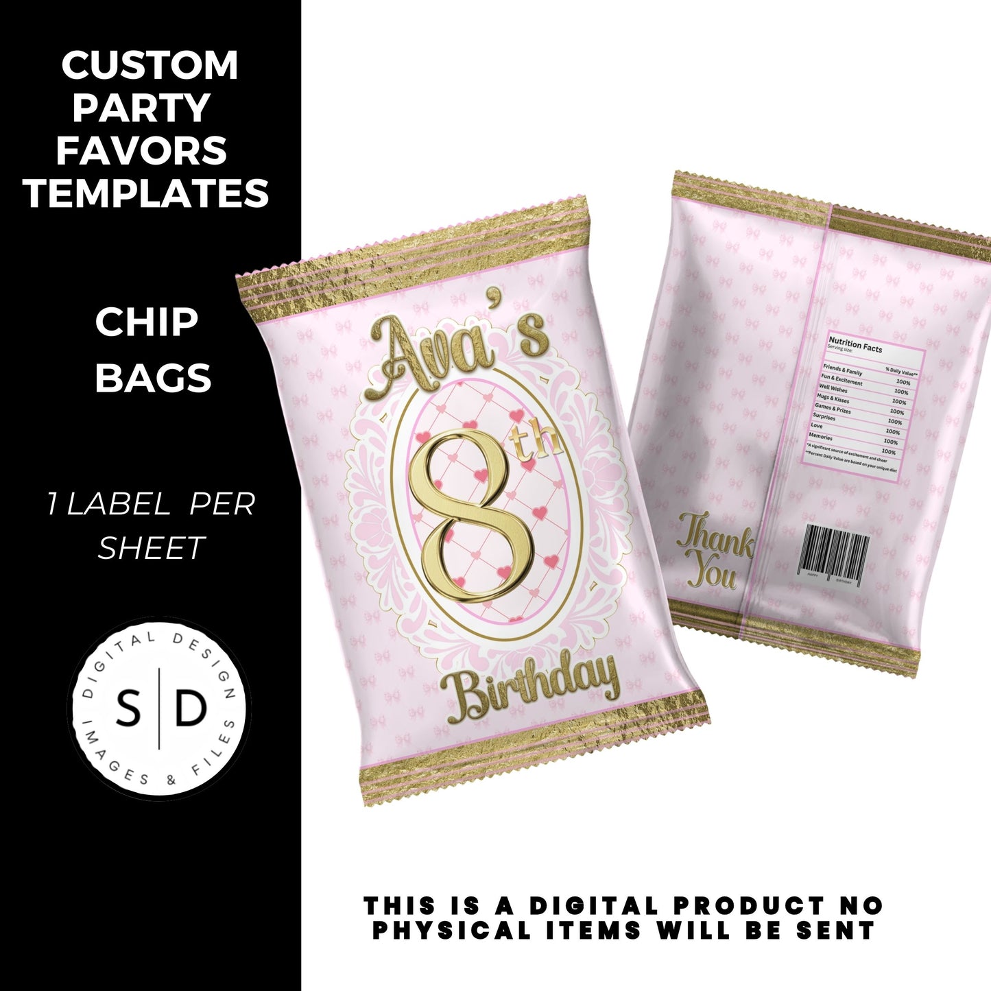Pink Bow Party Printable Favor Designs DFY