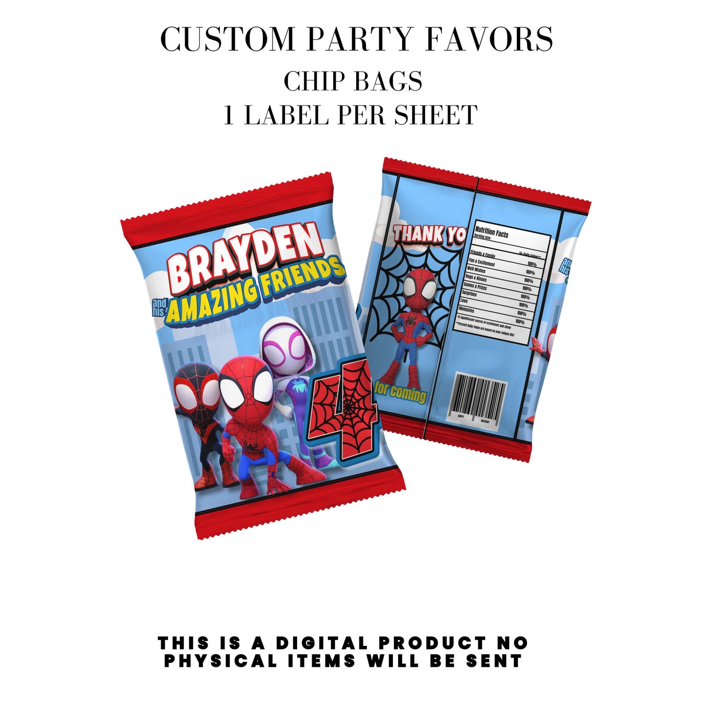 Spidey & Friends Birthday Party Favors DFY