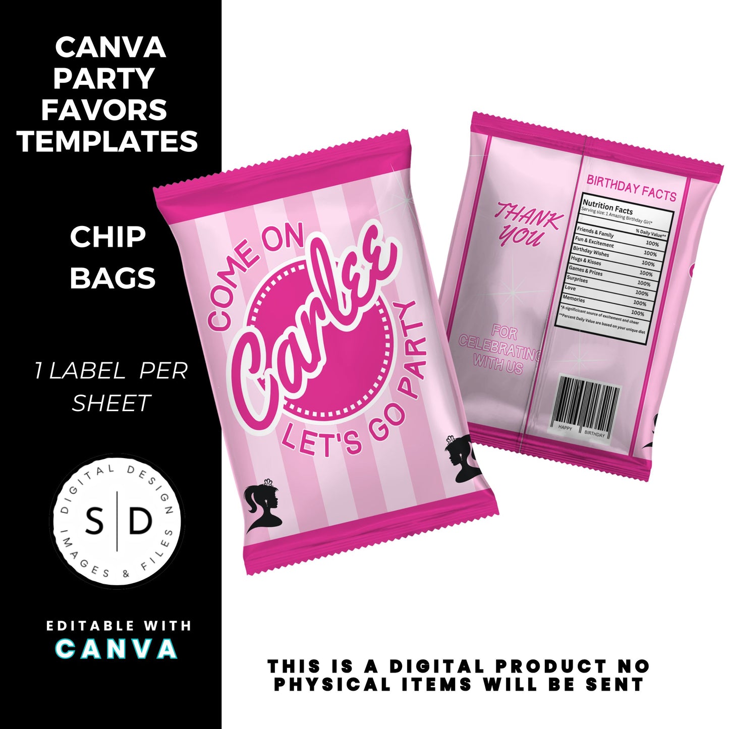 Come On Barbie Birthday Party Favor Templates