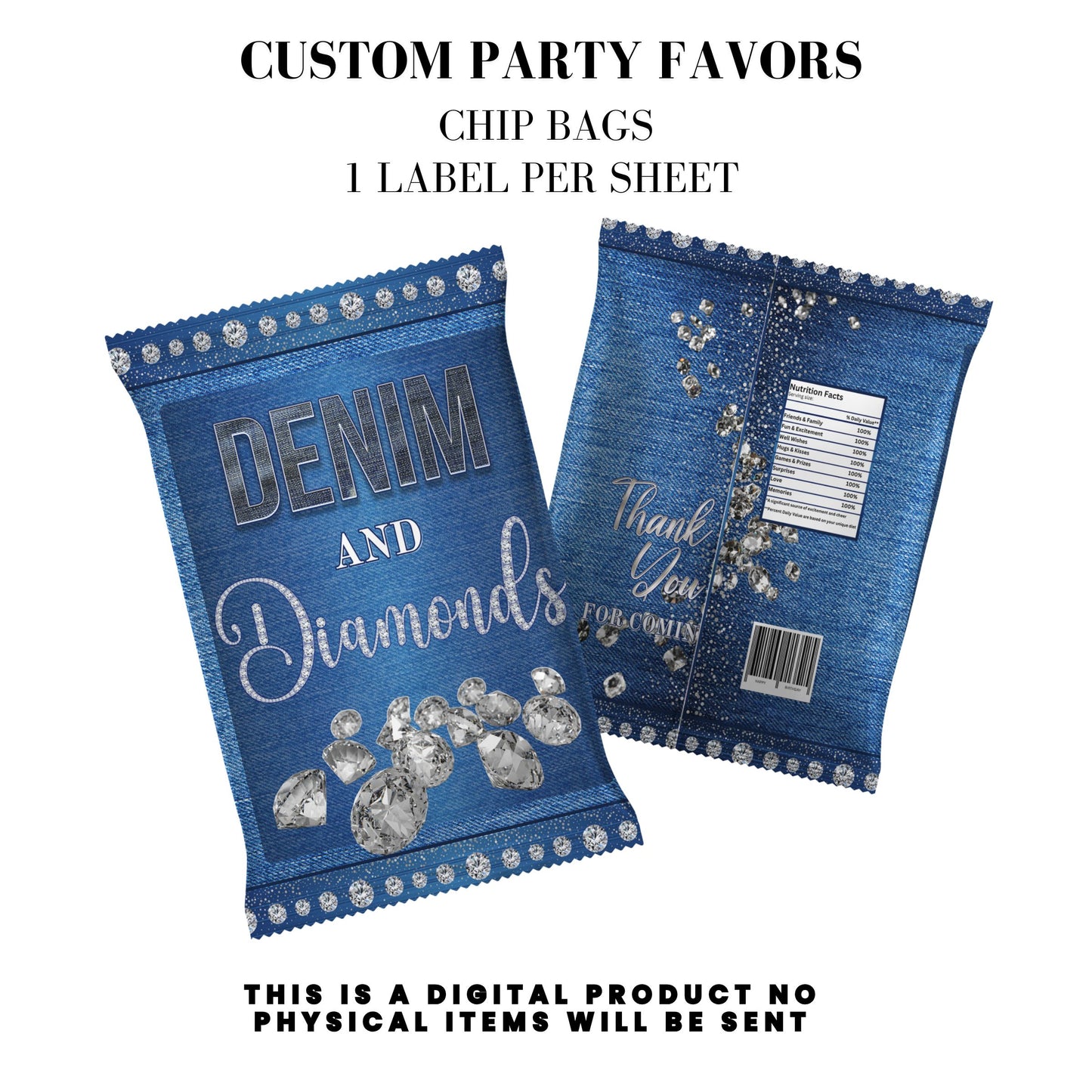 Denim & Diamonds Party Printable Favor Designs DFY