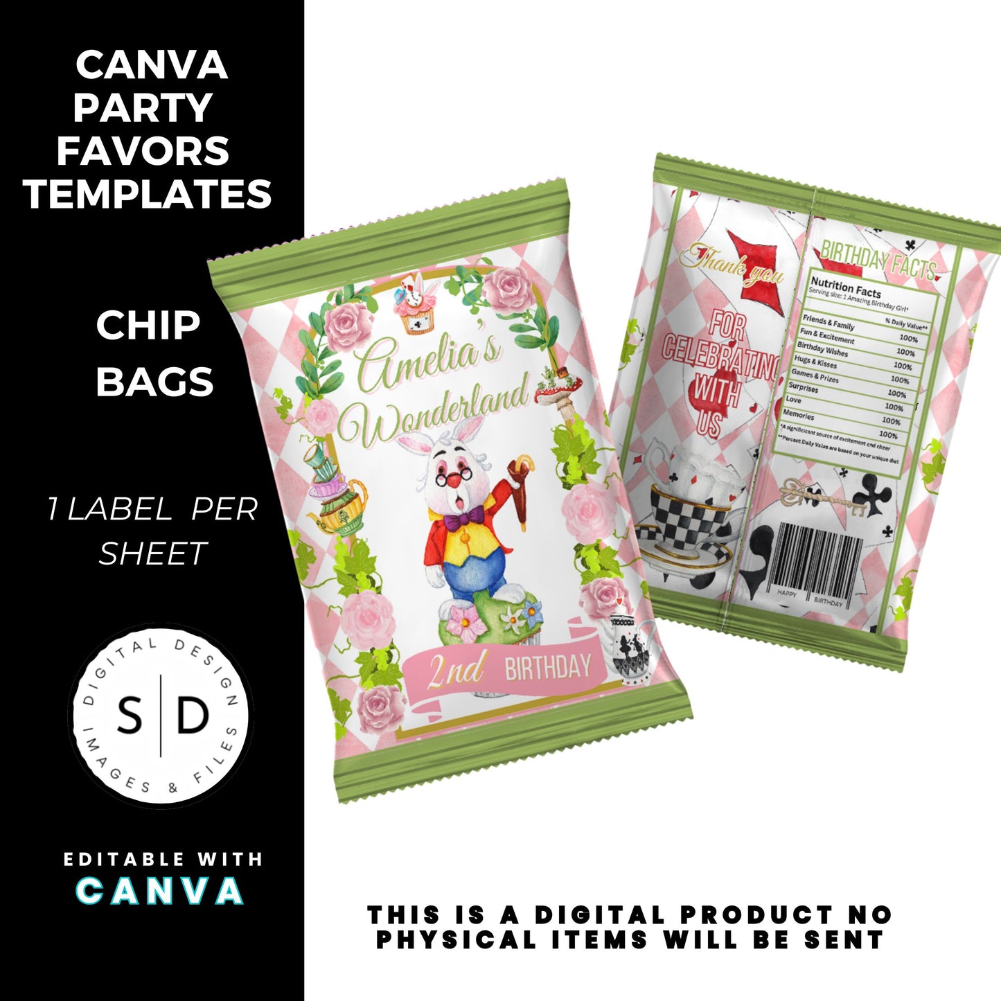 Alice In Wonderland Birthday Party Favor Templates Bundle