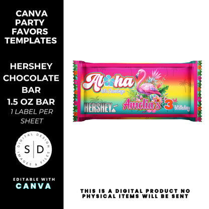 Aloha Let's Flamingo Birthday Party Favor Templates Bundle