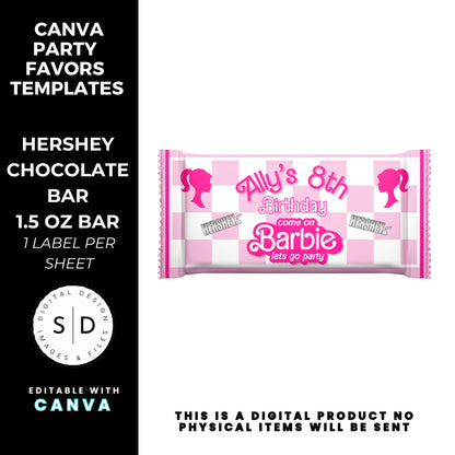 Let's Go Party Retro Barbie Birthday Party Favor Templates