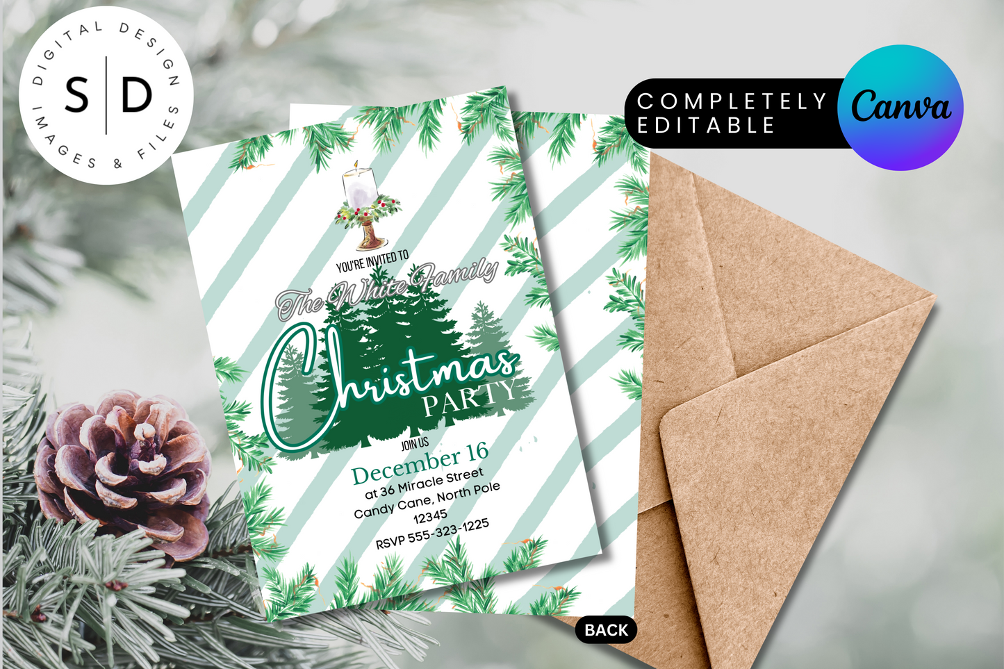 Evergreen Christmas Party Invitation