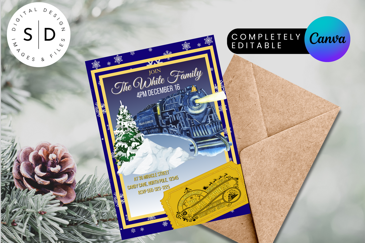 Polar Express Christmas Party Invitation