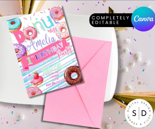 Donut Miss The Birthday  Party Invitation Template