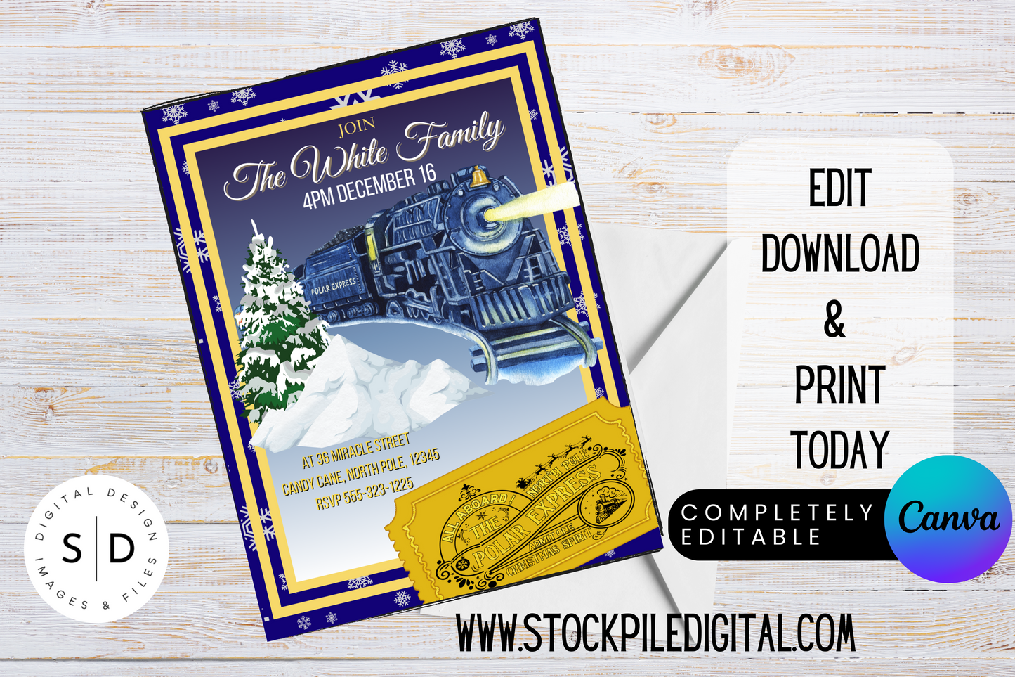 Polar Express Christmas Party Invitation