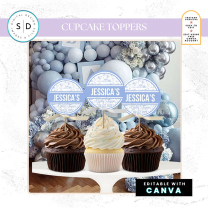 🦁 Safari Toile de Jouy Baby Shower Bundle – Dusty Blue Edition