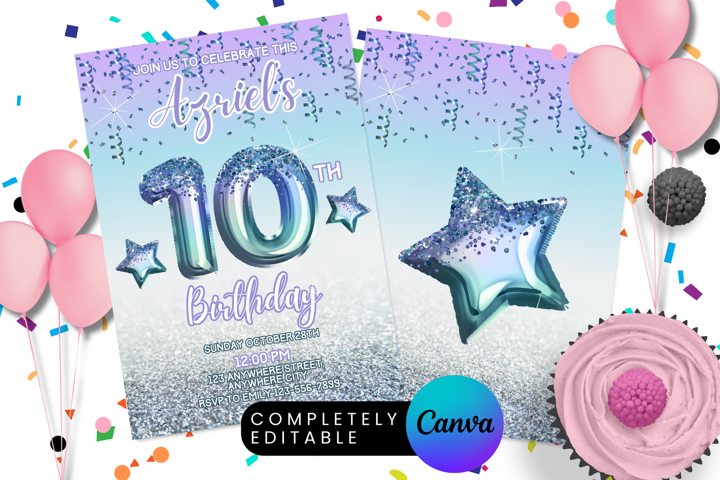 Ocean Foil Birthday Party Invitation