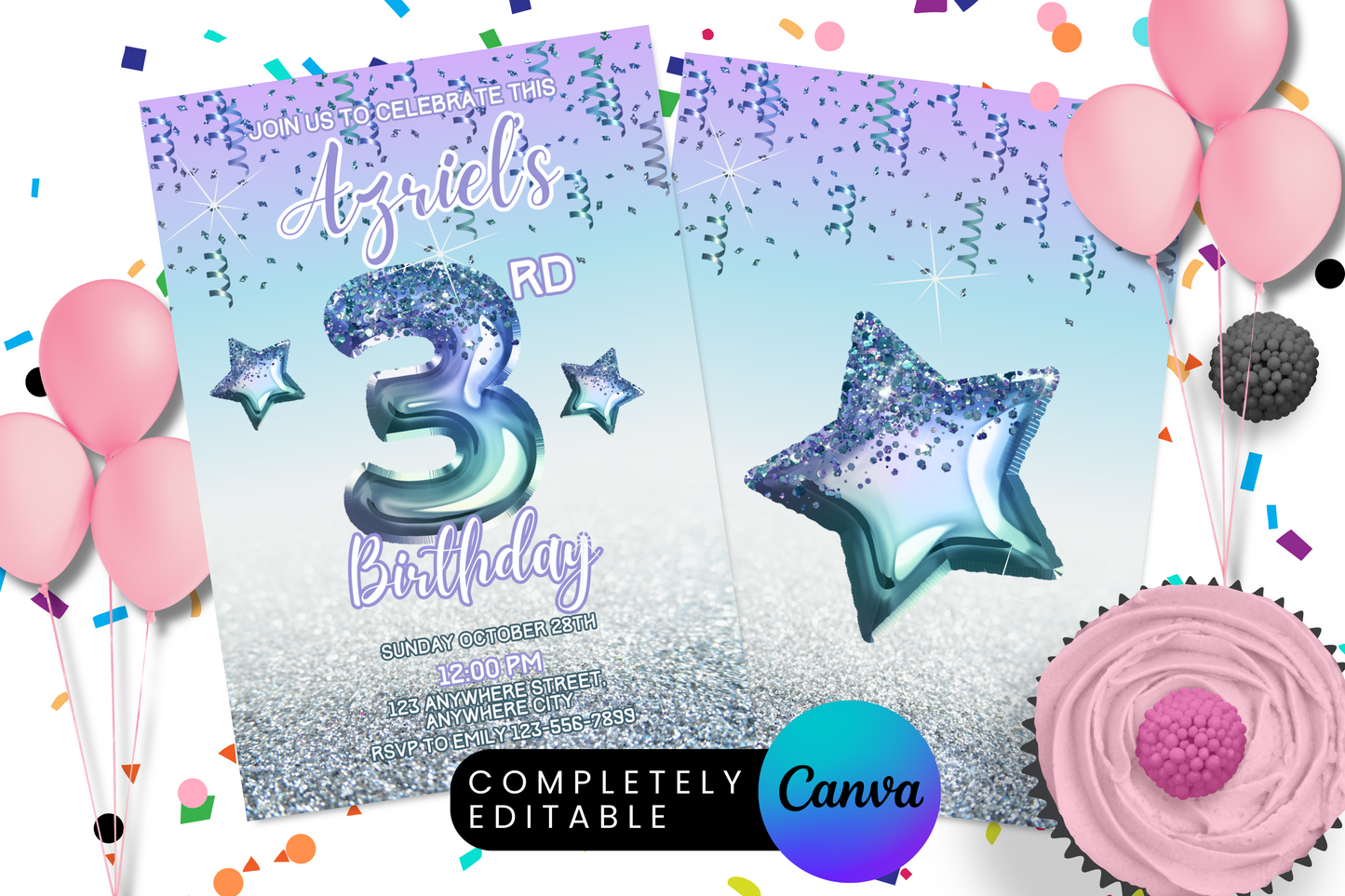 Ocean Foil Birthday Party Invitation