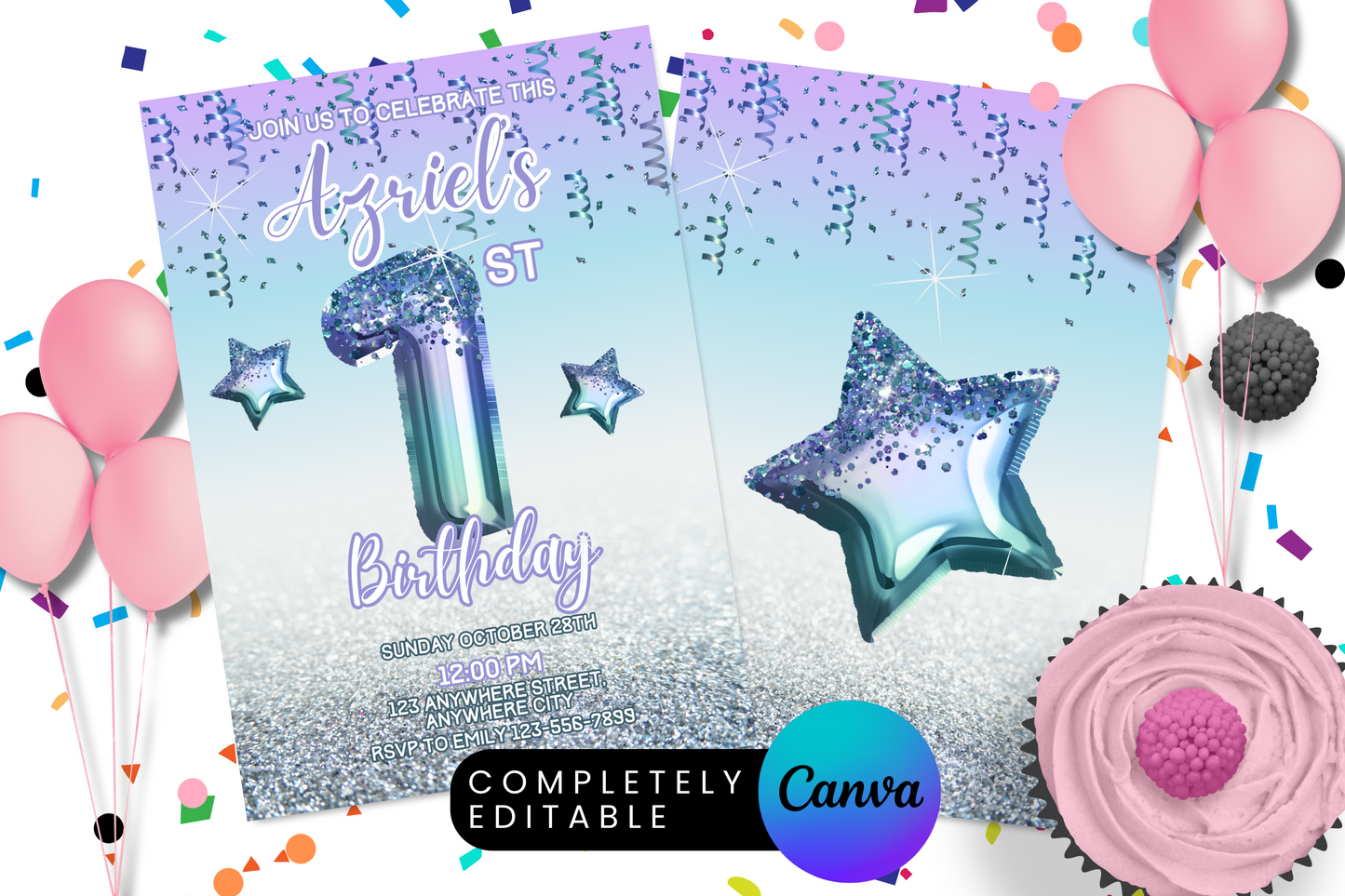 Ocean Foil Birthday Party Invitation