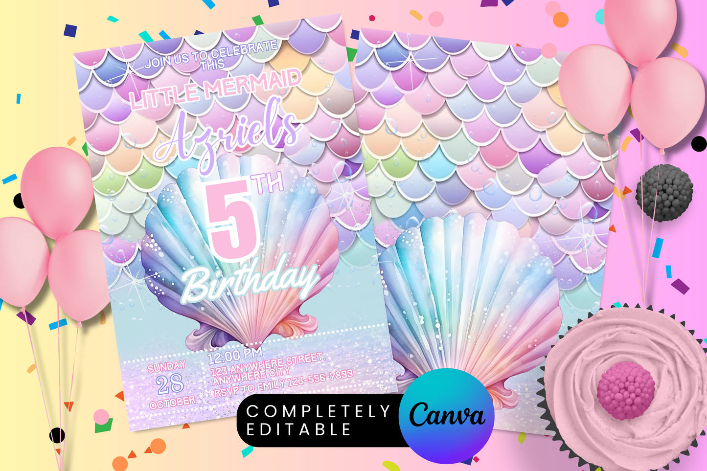 Mermaid Scales Birthday Party Invitation