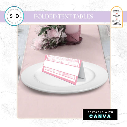 🌸 Safari Toile de Jouy Baby Shower Bundle – Editable Canva Templates 🌸