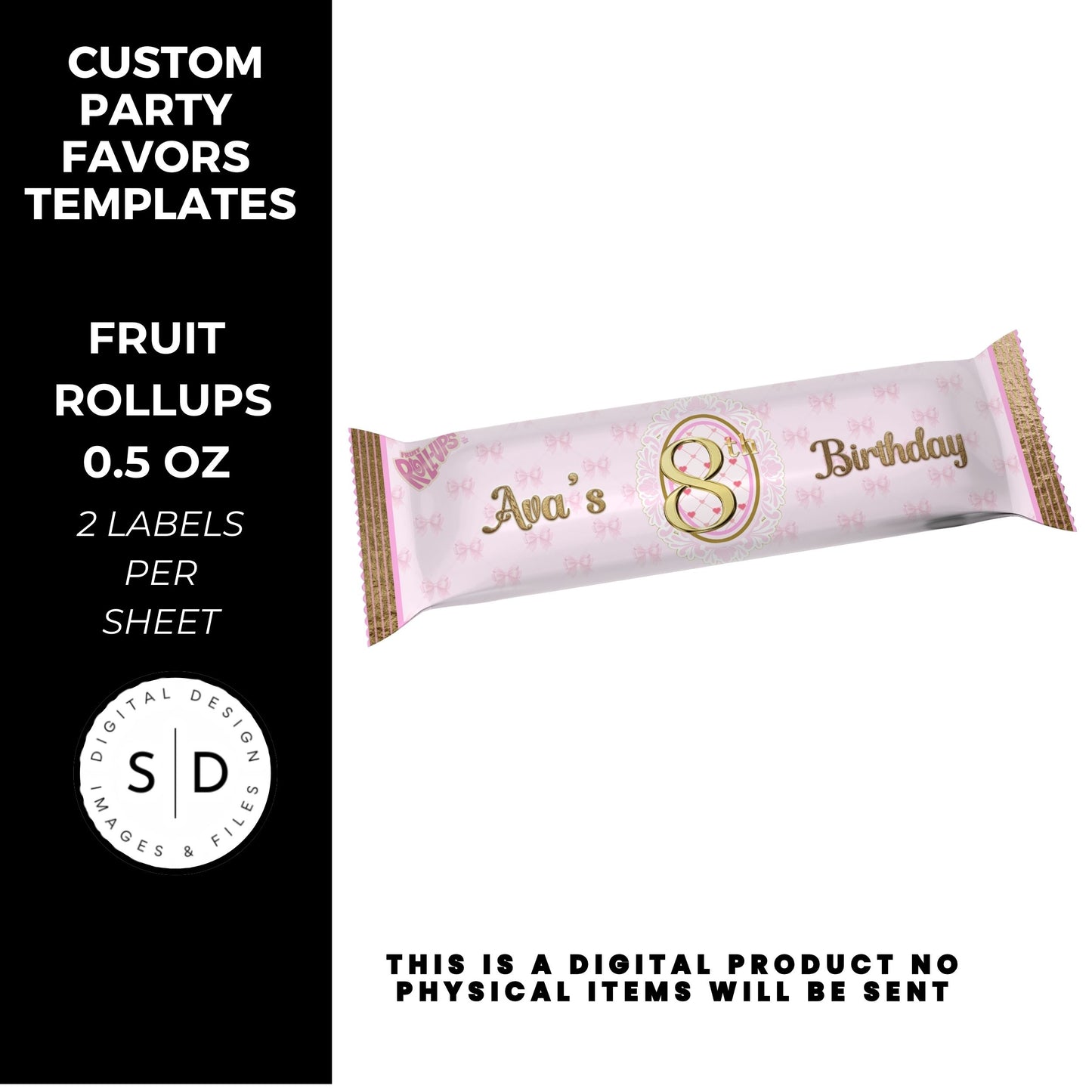 Pink Bow Party Printable Favor Designs DFY