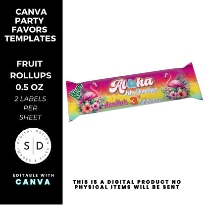 Aloha Let's Flamingo Birthday Party Favor Templates Bundle