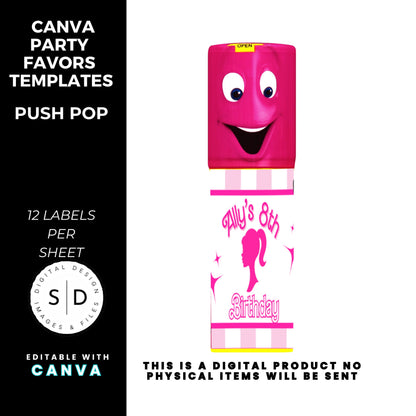 Let's Go Party Retro Barbie Birthday Party Favor Templates