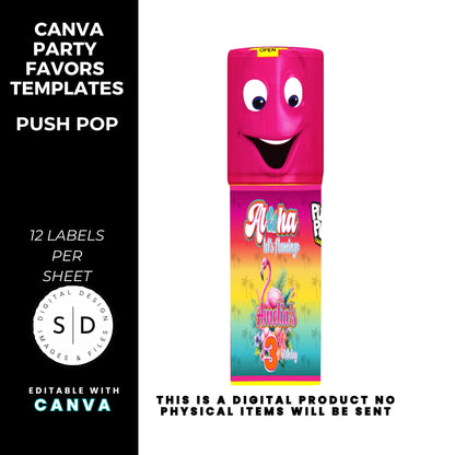 Aloha Let's Flamingo Birthday Party Favor Templates Bundle