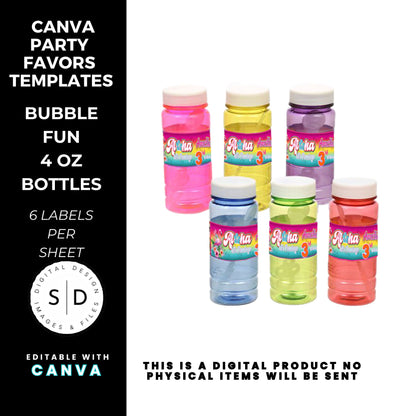 Aloha Let's Flamingo Birthday Party Favor Templates Bundle