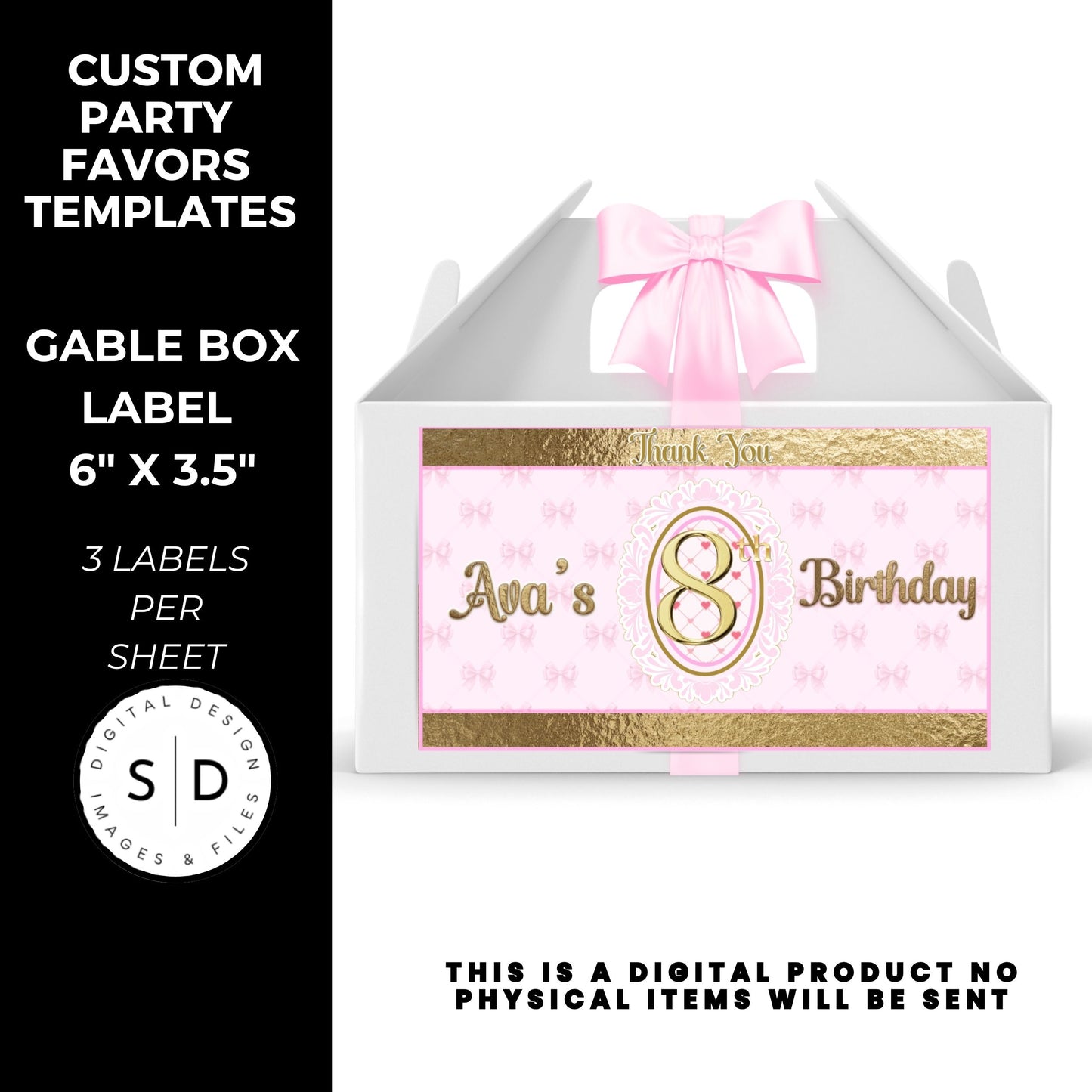 Pink Bow Party Printable Favor Designs DFY